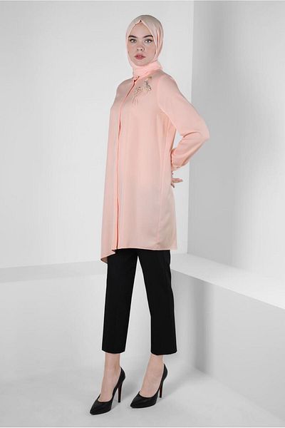 Alvina EMBROIDERY DETAIL ASYMMETRIC CUT TUNIC 42564