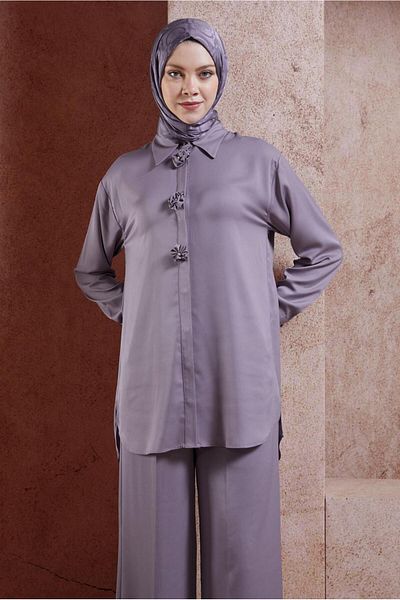 Alvina Satin Trousers Set - Model 44757