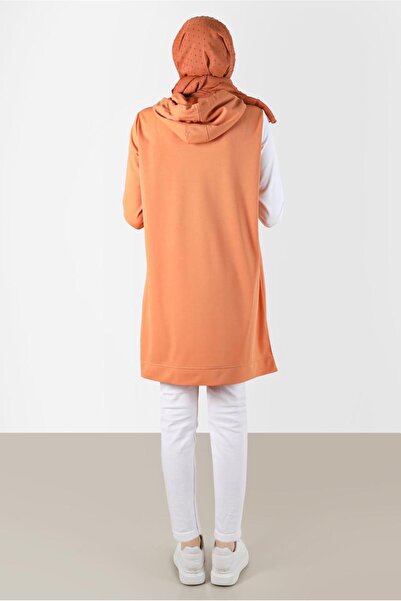 Alvina 42852 Model Hooded Two Colors Tracksuit Tunic