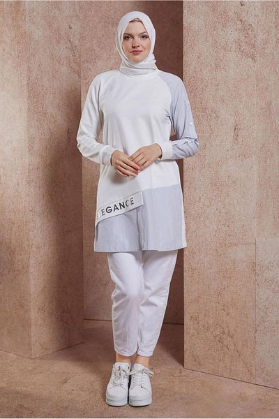 Alvina 44619 Model Text Printed Tracksuit Tunic