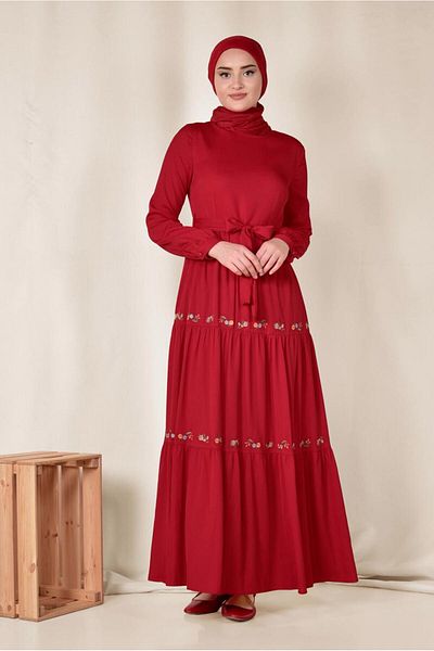 Alvina Lace-Up Embroidered Dress 4945