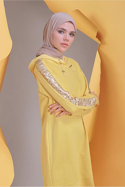 Alvina Yaldiz Printed Hood Lace-Up Tunic 41692