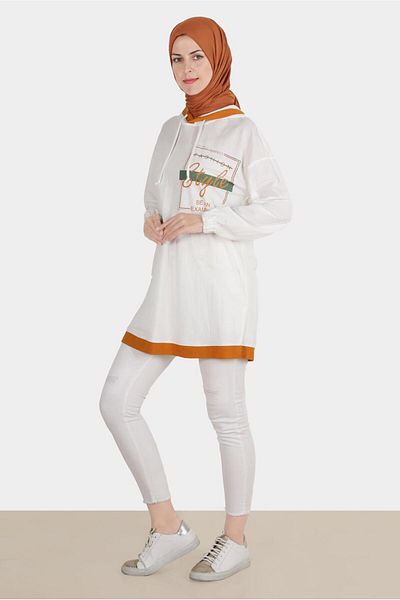 Alvina 42900 Model Hooded and Printed Tracksuit Tuniki