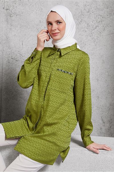 Alvina 45230 Model Jacquard Satin Tunic