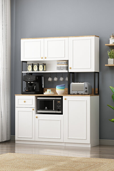 Eymense Vista Çıtalı 2+1 Modüllü 3 Kapaklı Çok Amaçlı Kahve Köşesi Dolabı Aytaşı