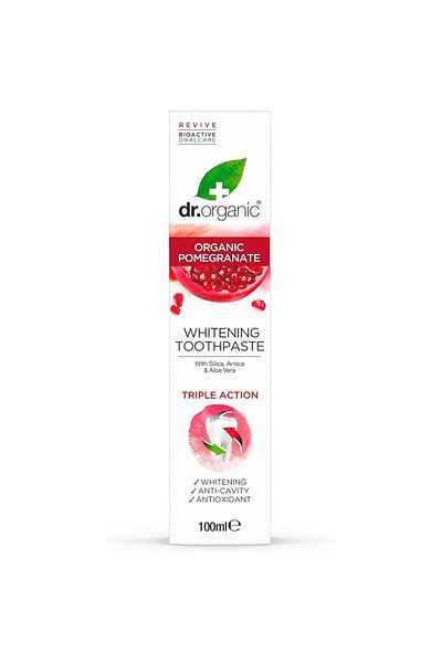 Dr. Organic Dr.Organic Pomegranate Whitening Toothpaste - Infused with Silica, Arnica and Aloe Vera, 100ml