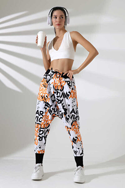 MOSRANİC Women's Mixed Pattern Half Baggy Street Style Sweatpants Jp 700