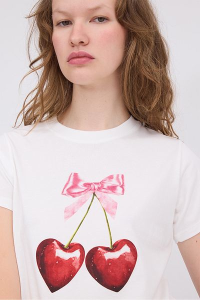 Addax Cherry Printed T-Shirt P10424