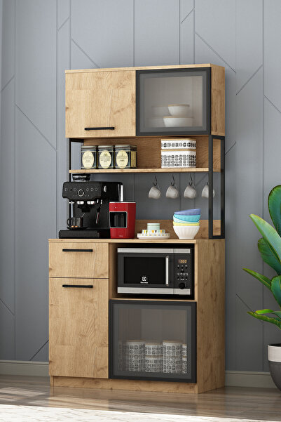 Eymense Leny 2 Kapaklı Çok Amaçlı Kahve Köşesi Dolabı Meşe