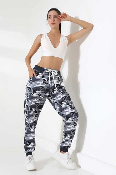 MOSRANİC Unisex Camouflage Patterned Oversize Street Style Sweatpants Ms 1321