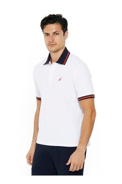Nautica Men's Cotton and Polyester White Polo T-Shirt – Classic Essential for Casual Look