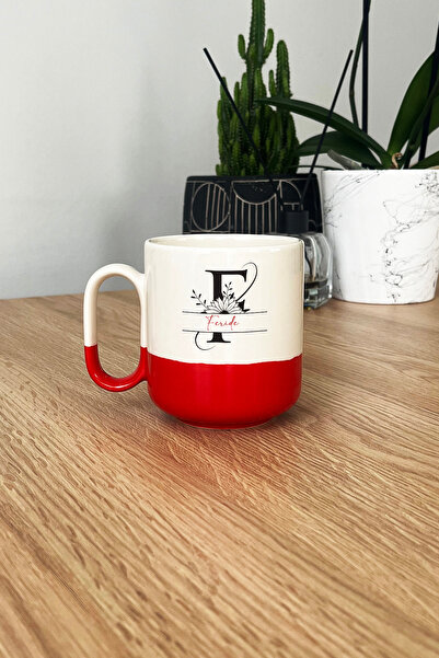 Hedizu Kişiye Özel Ayçiçek F Harfli Pro Kupa Bardak Kırmızı İsme Özel İsimli ...