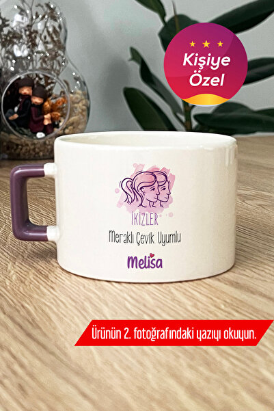 Hedizu Kişiye Özel İkizler Burcu İsim Yazılı Lüks Fincan Mor Doğum Günü Hediy...