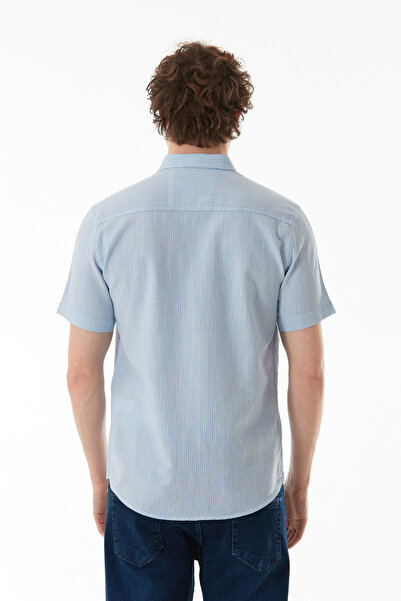 Fulla Moda Κοντομάνικο πουκάμισο με ριγέ κουμπιά