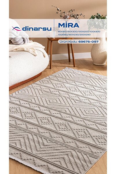 Dinarsu MİRA 69675-097 İskandinav Tarzı Saçaklı Hafif ve İnce Ekonomik Halı