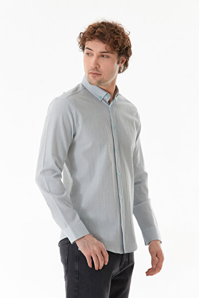 Fulla Moda Crinkle Fabric Buttoned Shirt