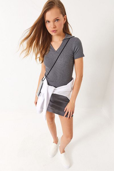 Bianco Lucci Dámské základní šaty s košilkou Polo Neck Mini 60284008