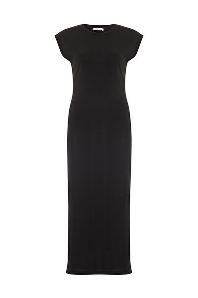 Mudo KISA KOLLU YIRTMAÇLI DAR MİDİ ELBİSE