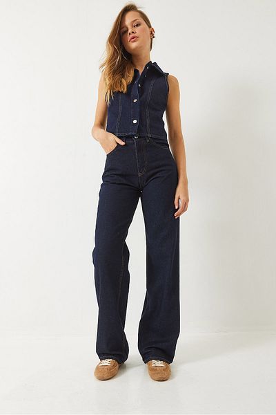 Bianco Lucci Women's High Waist Baggy Denim Pants 60281007