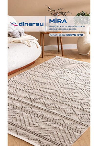 Dinarsu MİRA 69675-072 İskandinav Tarzı Saçaklı Hafif ve İnce Ekonomik Halı