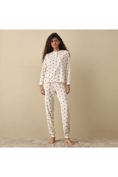 FAV Printed Long Sleeves T-shirt and Pyjama Set