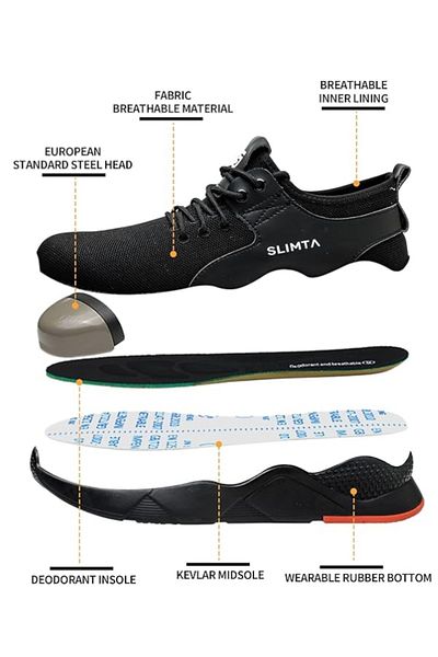 SLIMTA Safety Shoes for Men Women Steel Toe Boots Non-Slip Lightweight Breathable Sneakers