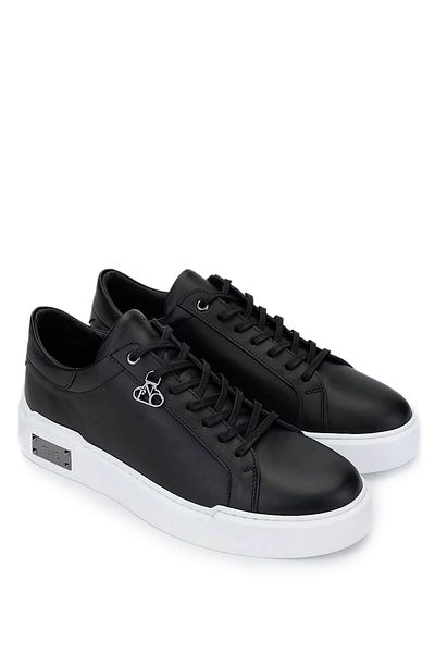 Tamer Tanca Men's Genuine Leather Black Leather Sneakers & Sports Shoes