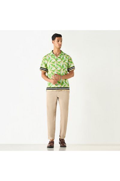 FAV Relaxed Fit Leaf Print Shirt with Camp Collar