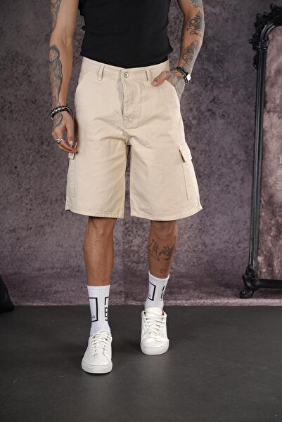 king brich Ανδρικό τζιν κάπρι σορτς με ψηλή μέση Cargo Pocket