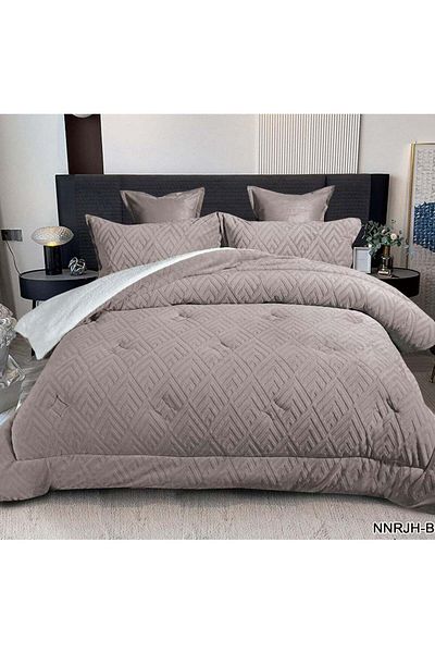 Comfy 6PC FAUX FUR KING SIZE ROYALTY COLLECTION SOFT & LUXURIOUS SILVER GREY COMFORTER SET