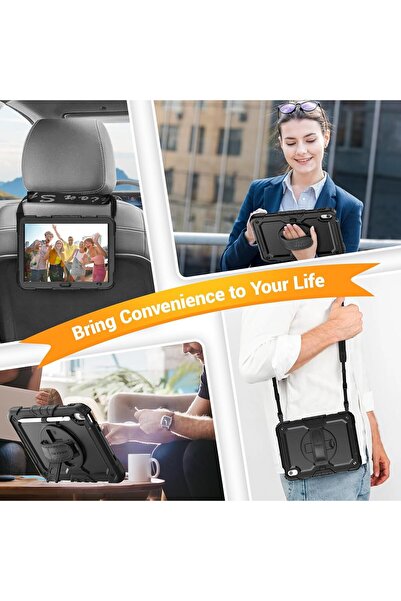 m.tk moveteck Apple Ipad 11 (A16) 2025/10. Nesil 10.9" Uyumlu Kılıf Stand Askılı Zırh Tank Defender Kapak