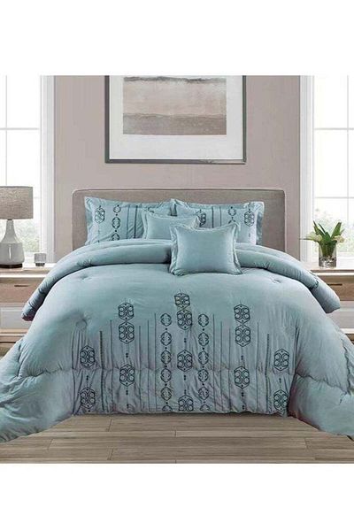 Comfy 6 PC EMBROIDERY SOFT KINGSIZE COMFORTER SET LIGHT GREEN
