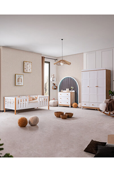 Setay Berlin Meşe Çocuk Odası, Ceviz Berlin 3 Kapaklı Dolap Şifonyer Berlin Karyola