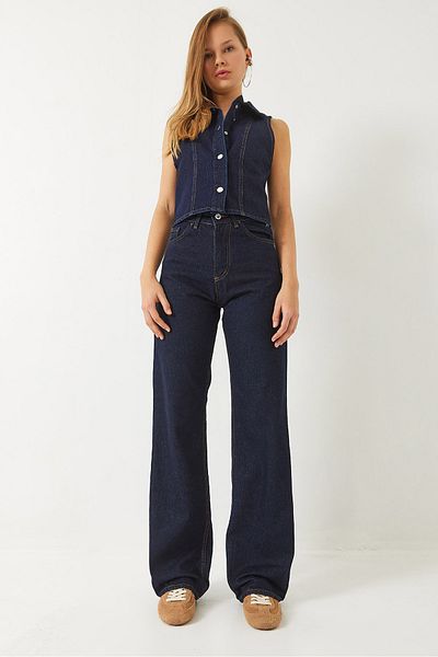 Bianco Lucci Women's High Waist Baggy Denim Pants 60281007