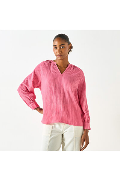 FAV بلوزة بياقة ماندرين مزخرفة