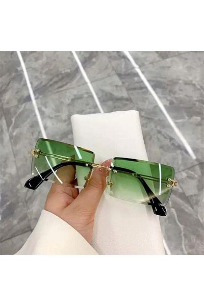 Köstebek Frameless Fashion Style Green Glass Sunglasses
