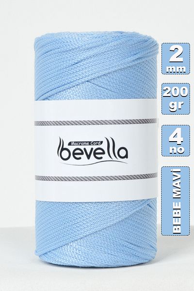 Bevella Macrame Cord Blue Macrame Polyester String - 2 mm 200 gr IP Supla και νήμα τσάντας