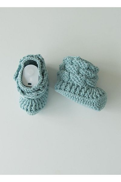 kitikate Hand Knitted Men's Booties Pastel Blue