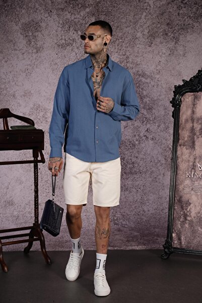 king brich Ανδρικό τζιν σορτς με κανονική εφαρμογή