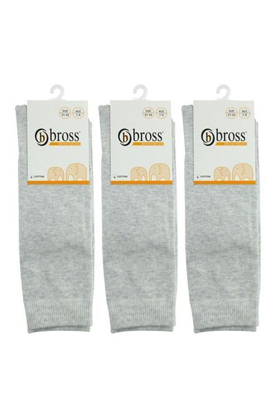 Bross 3-Piece Girl's Patternless Knee Socks