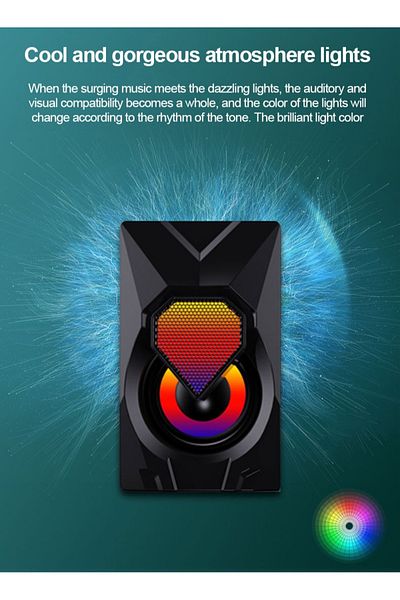 Forev مكبر صوت صغير RGB للكمبيوتر الشخصي، مكبر صوت سلكي USB لسطح المكتب للهواتف/الأجهزة اللوحية/الكمبيوتر/الكمبيوتر المحمول