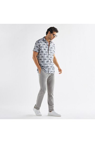 FAV Regular Fit Whale Print Shirt with Short Sleeves