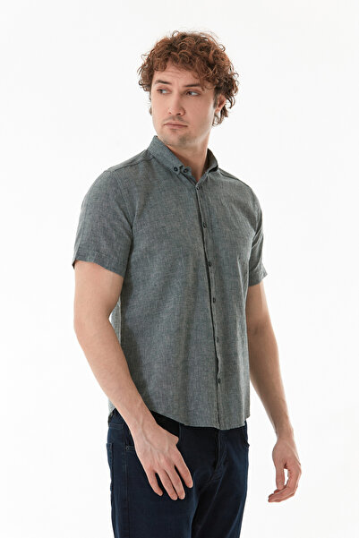 Fulla Moda Basic Short Sleeve Linen Shirt
