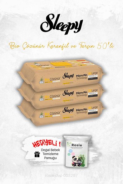 Sleepy 3 Pieces Bio Soluble Clove and Cinnamon Surface Cleaning Towels 50's and Rosie