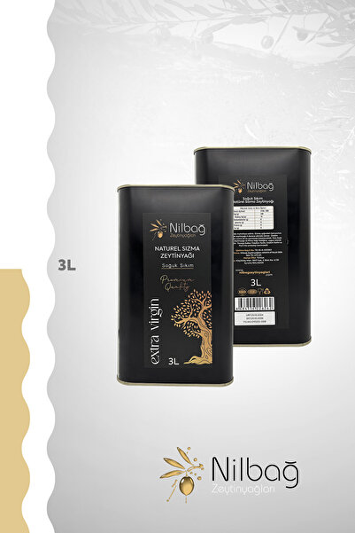 NİLBAĞ ZEYTİNYAĞLARI Ayvalık Natural Sızma Zeytinyağı Soğuk Sıkım Teneke 3 Lt.