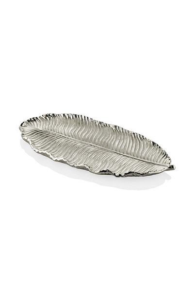 SETABIANCA Silver Evza Casting and Decorative Leaf Presentation Plate