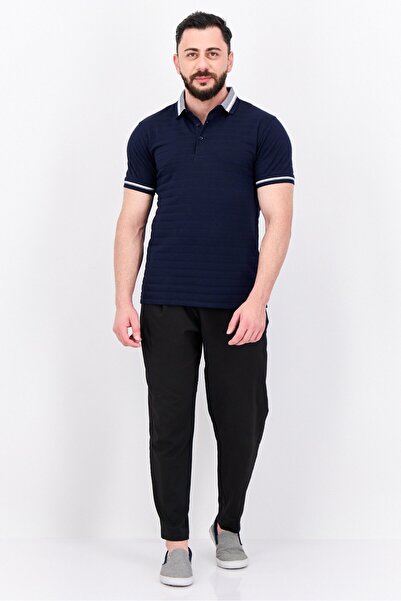 Peter Werth Men Regular Fit Textured Short Sleeves Polo Shirt, Dark Navy