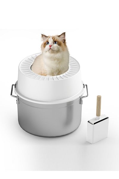 KidLe Stainless Steel Cat Litter Box Metal Litter Pan Tray with High Wall Sides