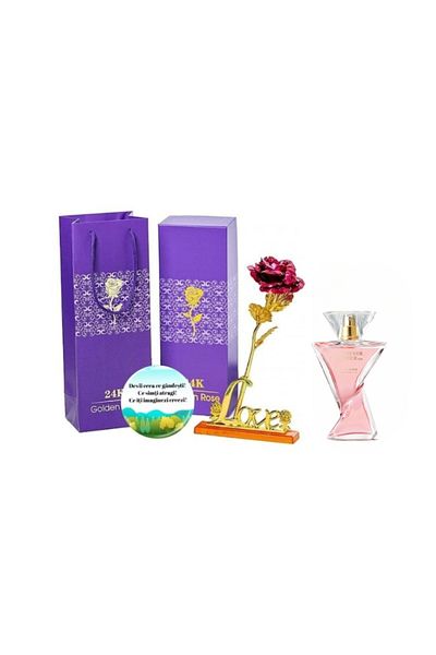 Oriflame Complete set for Her, So Fever Together Eau de Parfum, Dactylion badge, red rose