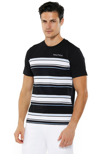 Nautica Men's Cotton Black T-Shirt – Classic Essential for Casual Look